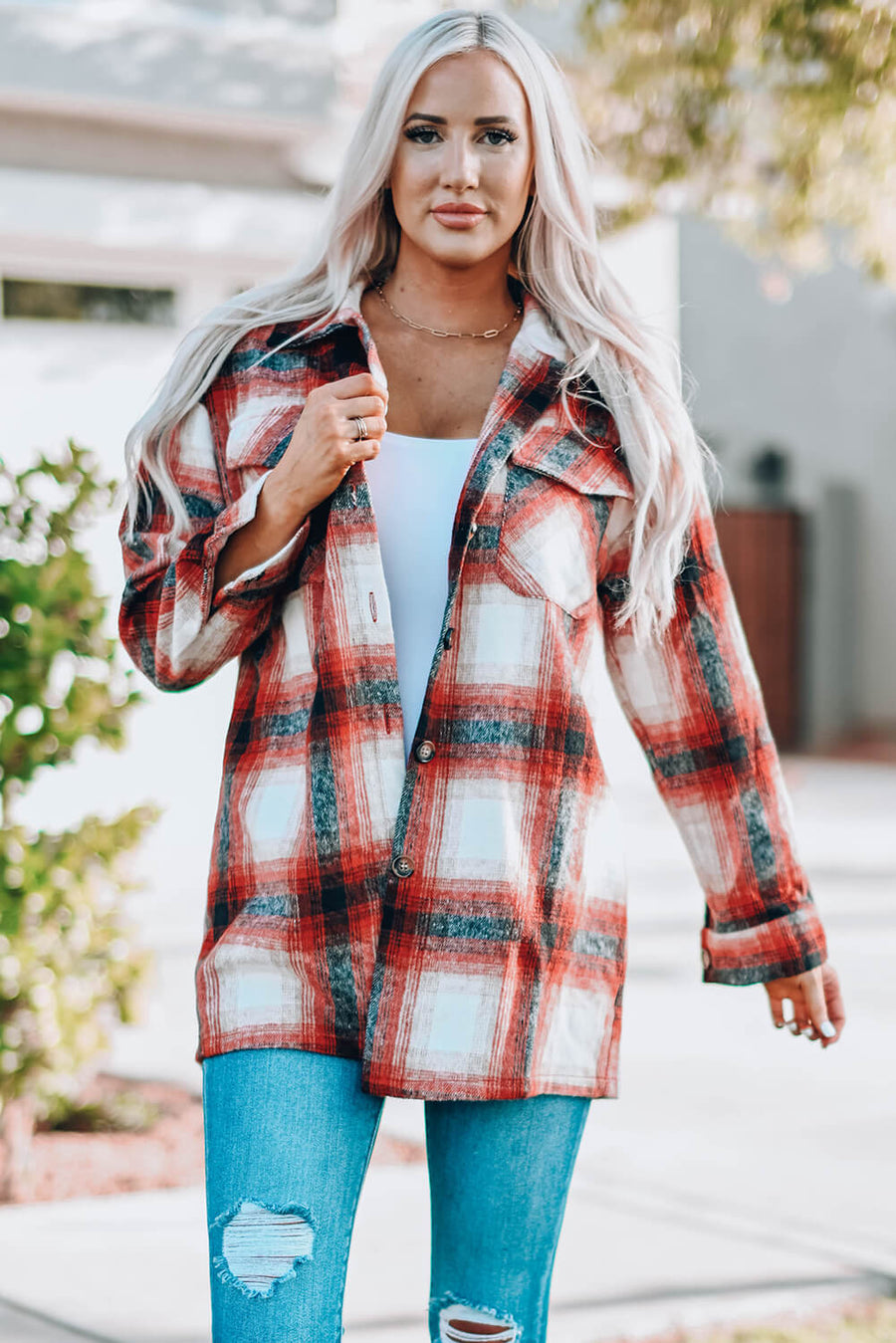 Plaid Button Up Shacket