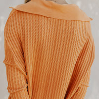 Waffle-Knit Slit Drop Shoulder Top