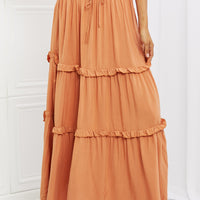 Zenana Summer Days Full Size Ruffled Maxi Skirt in Butter Orange