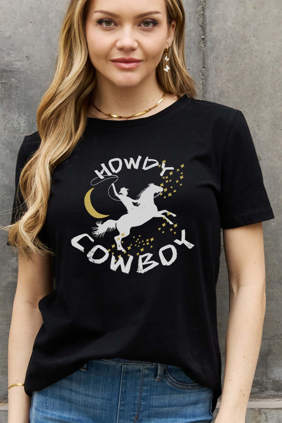 Simply Love Full Size HOWDY COWBOY Graphic Cotton Tee