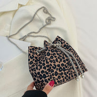 Animal Print Nylon Bucket Bag