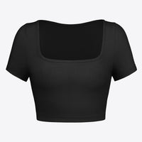 Square Neck Ribbed Crop Top