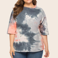 Plus Size Tie-Dye Half Sleeve Tee Shirt