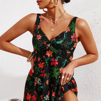 Full Size Twist Front Sleeveless Swim Dress