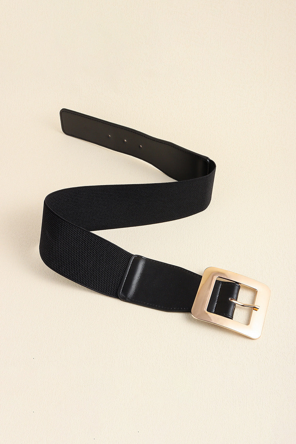 Square Buckle Stretch Leather Belt