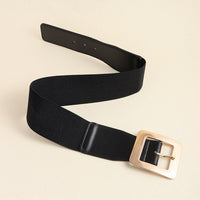 Square Buckle Stretch Leather Belt