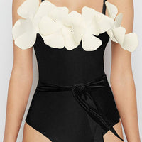 Contrast Flower Detail One-Piece Swimsuit