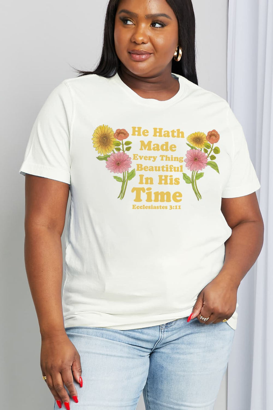 Simply Love Full Size HE HATH MADE EVERY THING BEAUTIFUL IN HIS TIME ECCLESIATES 3:11 Graphic Cotton Tee