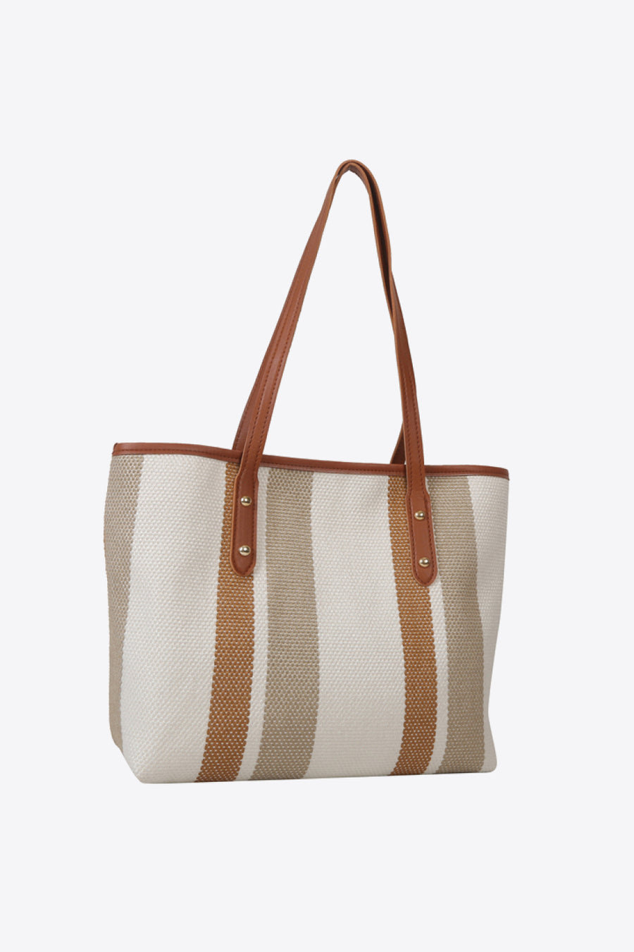 Tan and white stripe bag