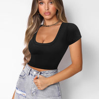 Square Neck Cropped T-Shirt