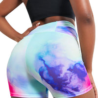 Tie-Dye Tie Detail Ruched Sports Shorts