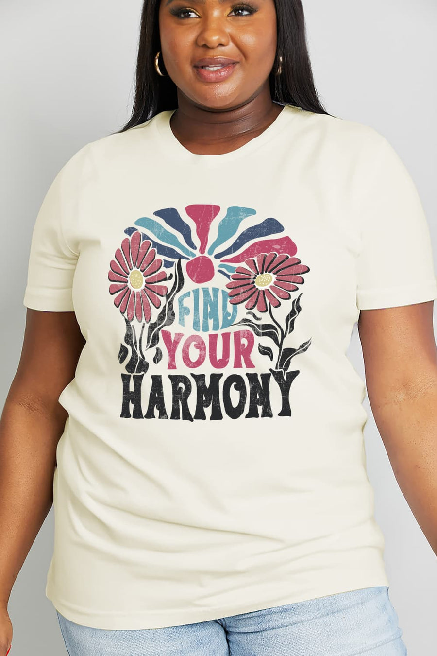 Simply Love Full Size FIND YOUR HARMONY Graphic Cotton Tee