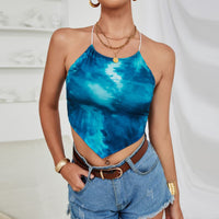 Tie-Dye Halter Neck Point Hem Top