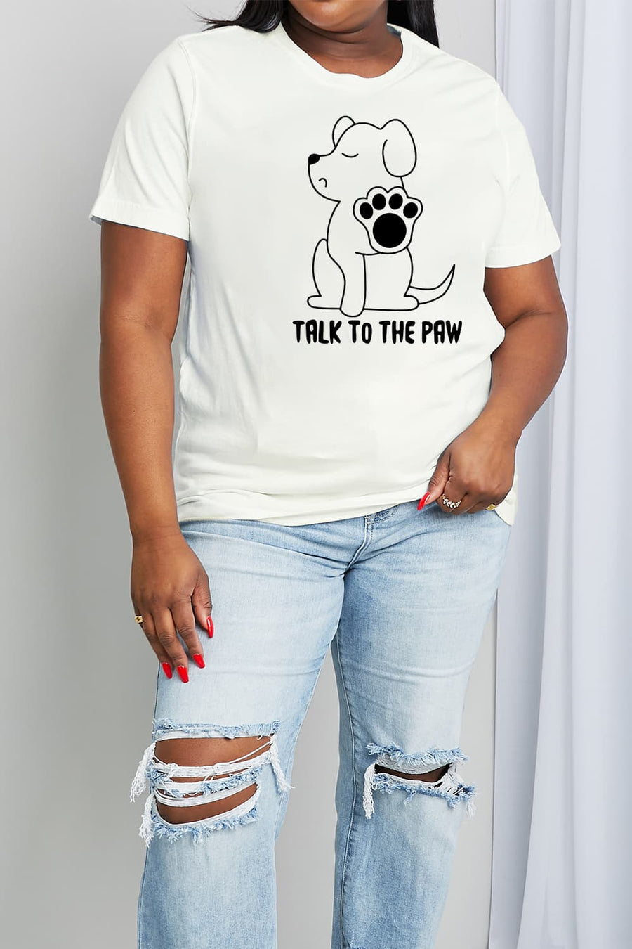 Simply Love Full Size TALK TO THE PAW Graphic Cotton Tee