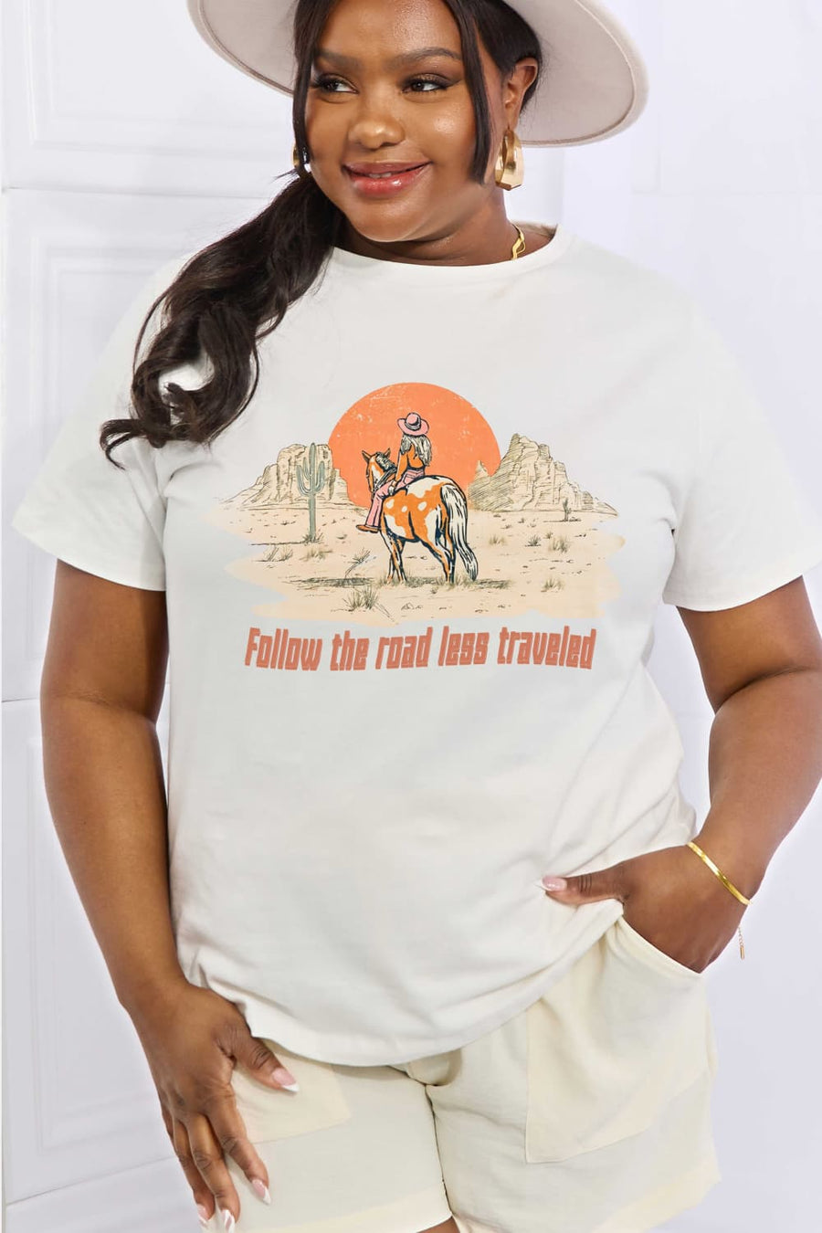 Simply Love Full Size FOLLOW THE ROAD LESS TRAVELED Graphic Cotton Tee