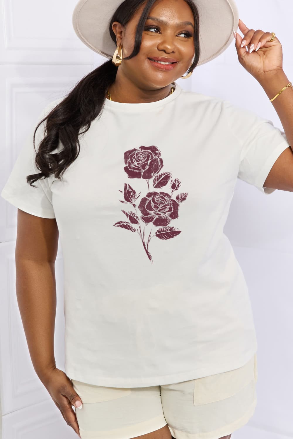 Simply Love Full Size Rose Graphic Cotton Tee