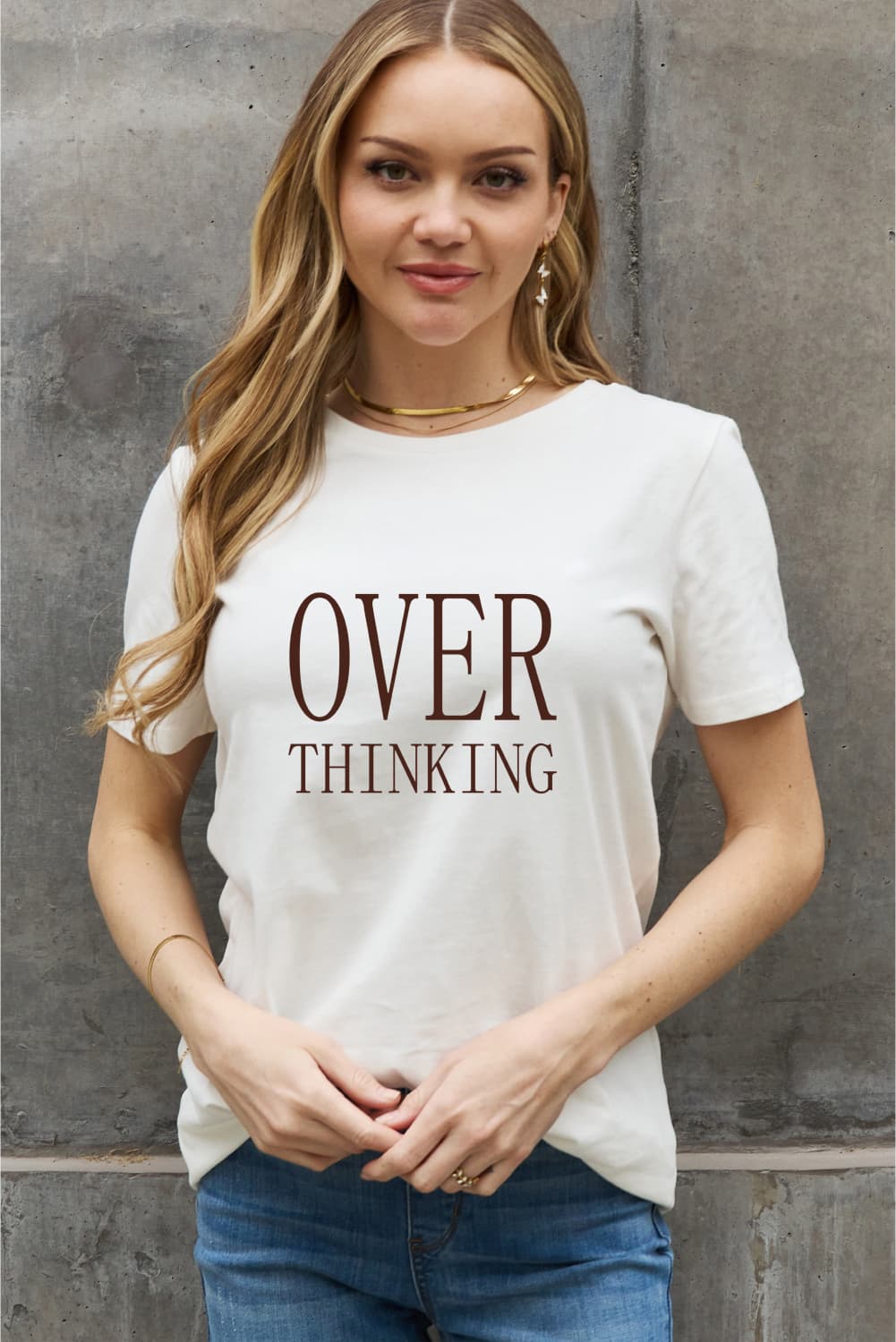 Simply Love Full Size OVER THINKING Graphic Cotton Tee