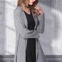 Plus Size Heathered Open Front Trench Coat