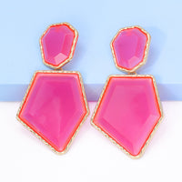 Geometrical Shape Zinc Alloy Frame Resin Dangle Earrings