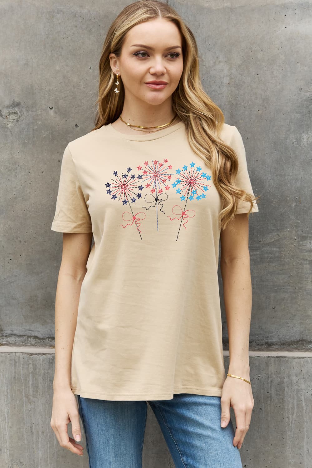 Simply Love Full Size Fireworks Graphic Cotton Tee