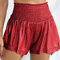 Glitter Smocked High-Waist Shorts