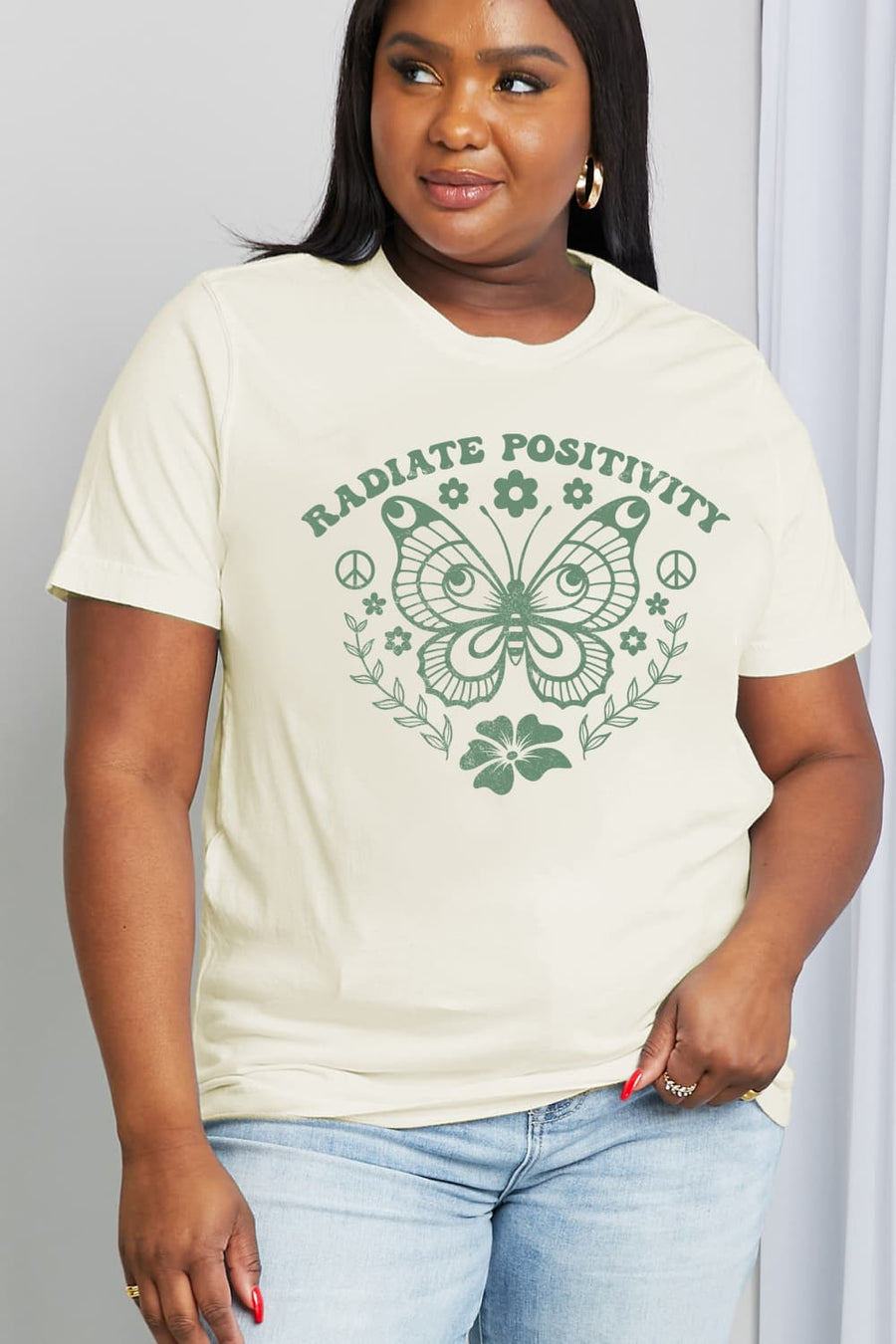 Simply Love Full Size RADIATE POSITIVITY Graphic Cotton Tee