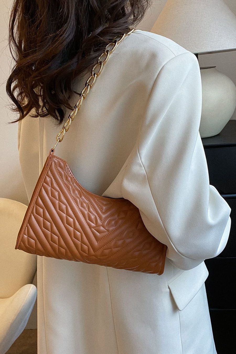 Textured PU Leather Shoulder Bag