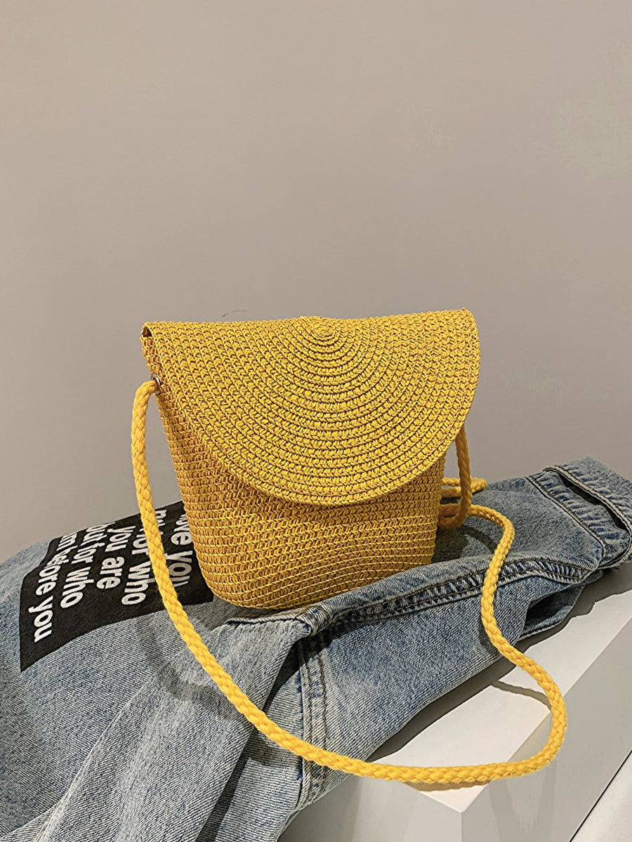 Textured yellow shoulder bag