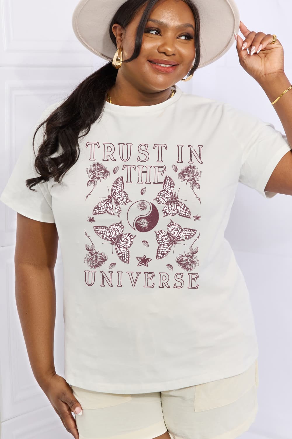 Simply Love Full Size TRUST IN THE UNIVERSE Graphic Cotton Tee