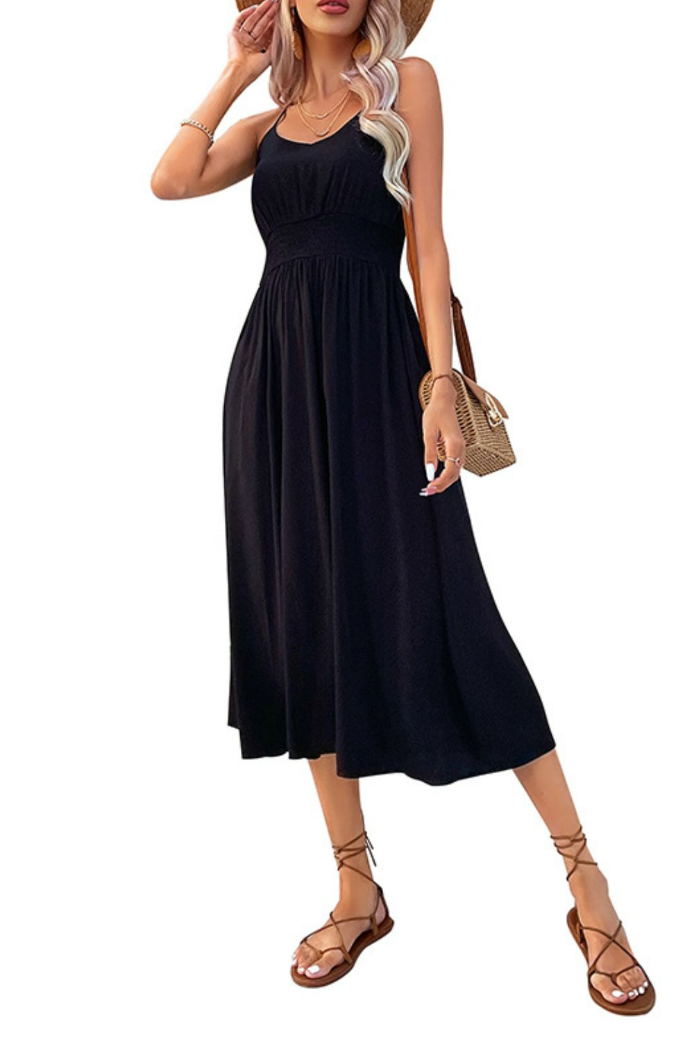 Spaghetti Strap Scoop Neck Midi Dress