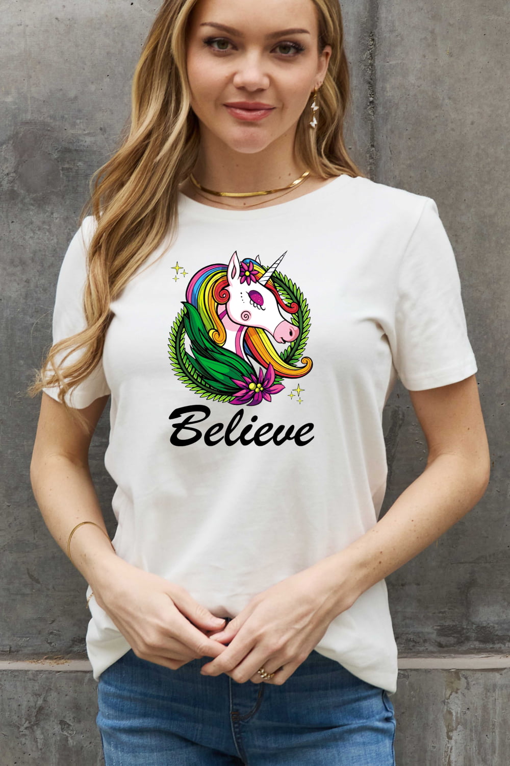 Simply Love Full Size BELIEVE Graphic Cotton Tee