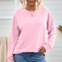 Drop Shoulder Ribbed Trim Sweatshirt