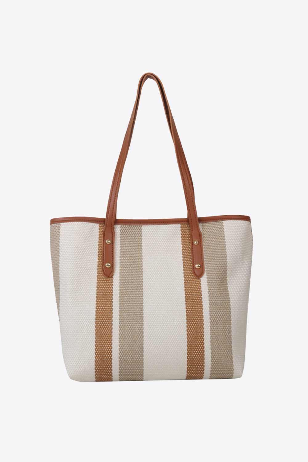 Tan and white stripe bag