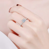 Rhodium-Plated 2 Carat Moissanite Four-Prong Ring