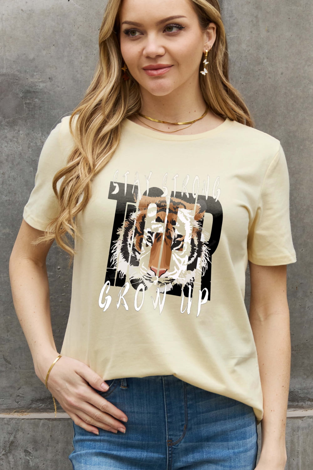 Simply Love Full Size STAY STRONG GROW UP Graphic Cotton Tee