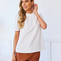 Frill Neck Puff Sleeve Blouse