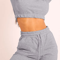 Short Sleeve Cropped Top and Drawstring Shorts Lounge Set