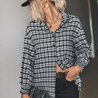 Plaid Button Front Dropped Shoulder Shirt