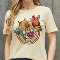 Simply Love Full Size Flower & Butterfly Graphic Cotton Tee