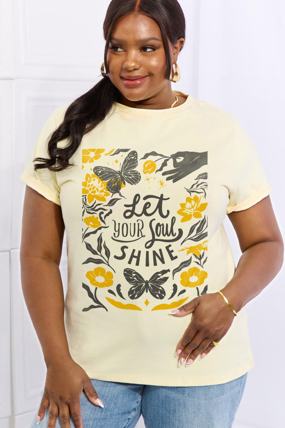 Simply Love Full Size LET YOUR SOUL SHINE Graphic Cotton Tee