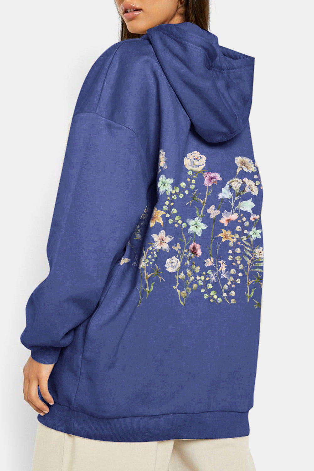 Simply Love Simply Love Full Size Flower Graphic Dropped Shoulder Hoodie