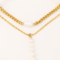 Double-Layered Freshwater Pearl Stainless Steel Necklace