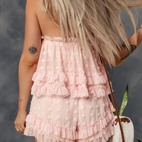 Swiss Dot Ruffled Strapless Romper