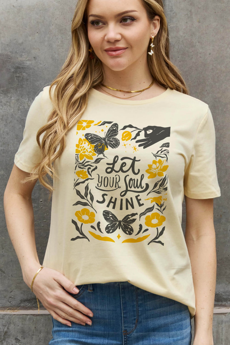 Simply Love Full Size LET YOUR SOUL SHINE Graphic Cotton Tee