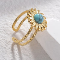 Turquoise Stainless Steel Open Ring