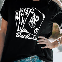 Poker Graphic Round Neck Short Sleeve Tee