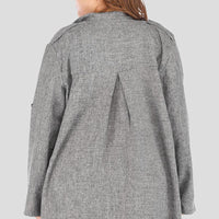 Plus Size Heathered Open Front Trench Coat