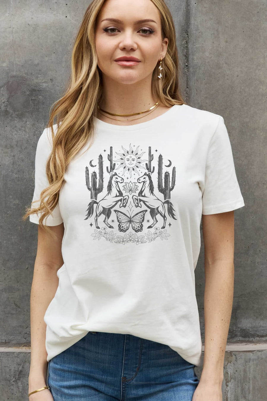 Simply Love Full Size Cactus & Horse Graphic Cotton Tee