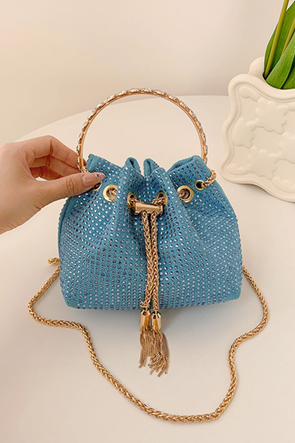 Glitter PVC Small Bucket Bag