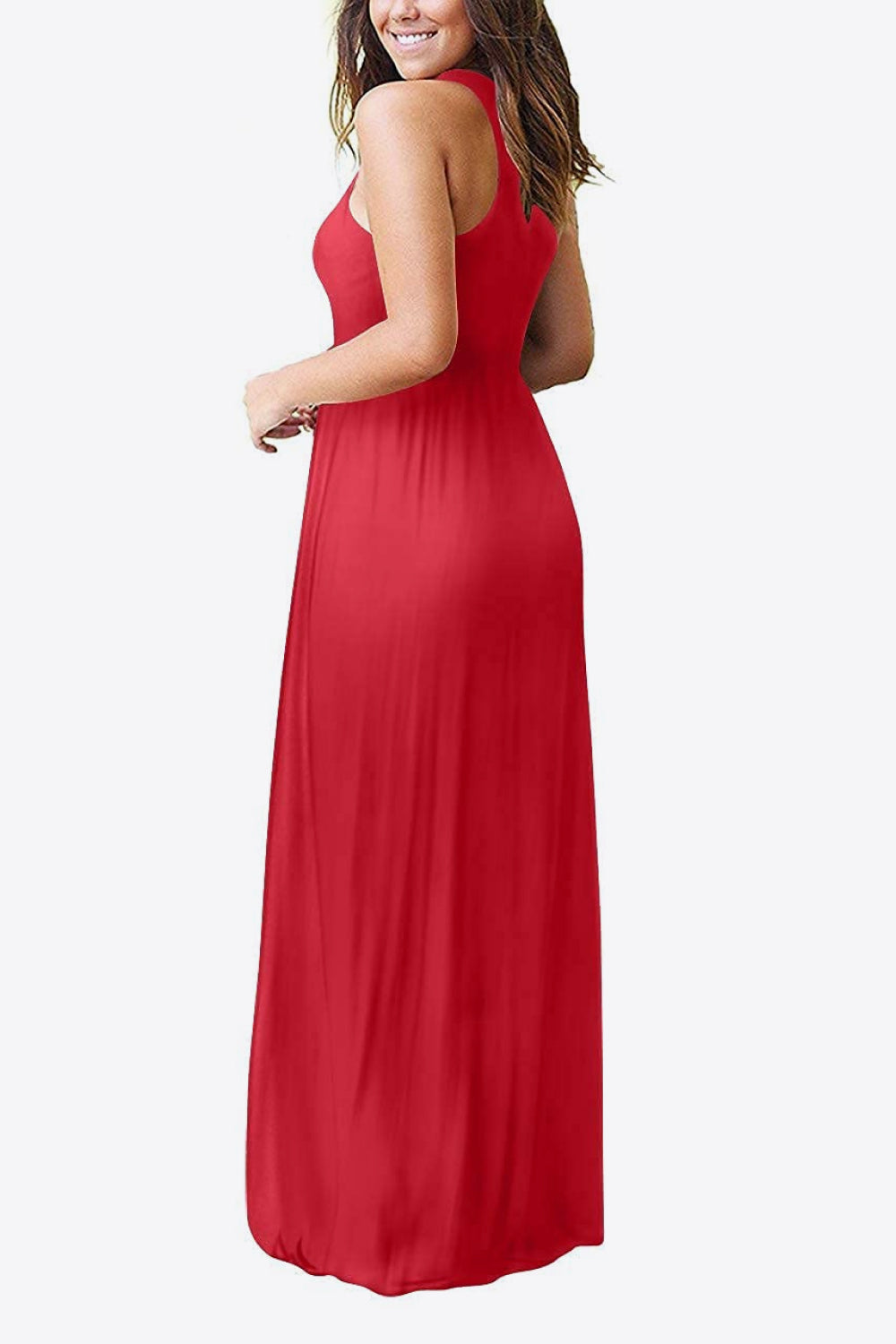 Round Neck Sleeveless Dress with Pockets